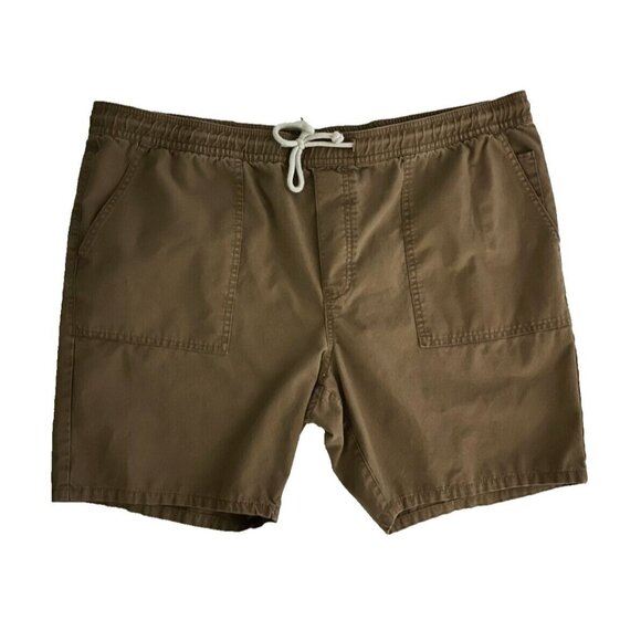 Merona Men's XL Khaki Shorts Elastic Waist Flat Front Pockets 41" X 7.5" Casual - Picture 1 of 3